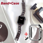 Luxury Watch Band for Apple Watch 7 41 45mm 6 5 4 3 Women Lady Diamond Stainless Steel Bracelet for iWatch 7 44 40 42 38MM Strap