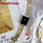 Luxury Watch Band for Apple Watch 7 41 45mm 6 5 4 3 Women Lady Diamond Stainless Steel Bracelet for iWatch 7 44 40 42 38MM Strap