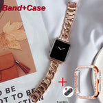 Luxury Watch Band for Apple Watch 7 41 45mm 6 5 4 3 Women Lady Diamond Stainless Steel Bracelet for iWatch 7 44 40 42 38MM Strap