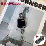 Luxury Watch Band for Apple Watch 7 41 45mm 6 5 4 3 Women Lady Diamond Stainless Steel Bracelet for iWatch 7 44 40 42 38MM Strap