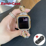 Luxury Watch Band for Apple Watch 7 41 45mm 6 5 4 3 Women Lady Diamond Stainless Steel Bracelet for iWatch 7 44 40 42 38MM Strap