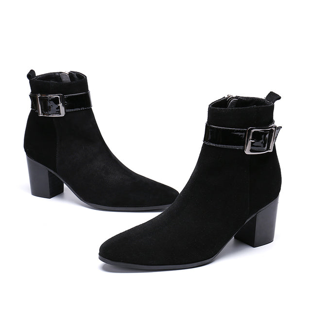 italian military dress boots steel pointed toe high heels western styles brown double buckle strap cowboy boots shoes man