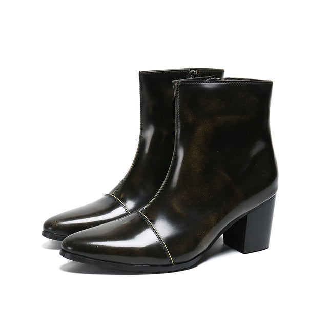 italian military dress boots steel pointed toe high heels western styles brown double buckle strap cowboy boots shoes man