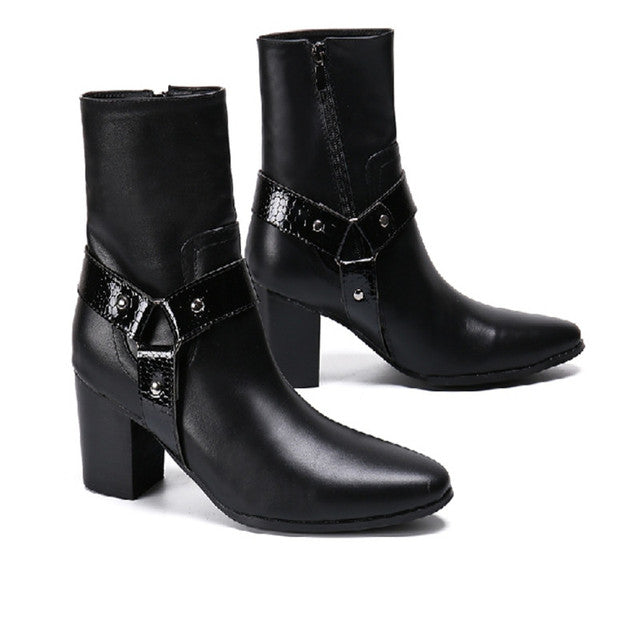 italian military dress boots steel pointed toe high heels western styles brown double buckle strap cowboy boots shoes man