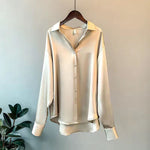 Spring 2021 Womens Clothing Silk Shirt Vintage Blouse Women Sheer Top Women Longsleeve Dress Shirt Plus Size Woman Overshirt