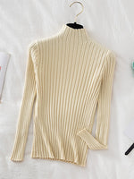 Croysier Pullover Ribbed Knitted Sweater Autumn Winter Clothes Women 2022 High Neck Long Sleeve Slim Basic Woman Sweaters Tops
