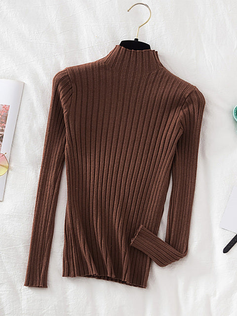 Croysier Pullover Ribbed Knitted Sweater Autumn Winter Clothes Women 2022 High Neck Long Sleeve Slim Basic Woman Sweaters Tops