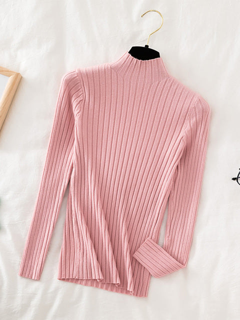 Croysier Pullover Ribbed Knitted Sweater Autumn Winter Clothes Women 2022 High Neck Long Sleeve Slim Basic Woman Sweaters Tops