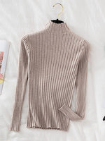 Croysier Pullover Ribbed Knitted Sweater Autumn Winter Clothes Women 2022 High Neck Long Sleeve Slim Basic Woman Sweaters Tops