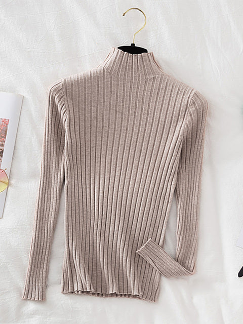 Croysier Pullover Ribbed Knitted Sweater Autumn Winter Clothes Women 2022 High Neck Long Sleeve Slim Basic Woman Sweaters Tops