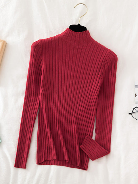 Croysier Pullover Ribbed Knitted Sweater Autumn Winter Clothes Women 2022 High Neck Long Sleeve Slim Basic Woman Sweaters Tops