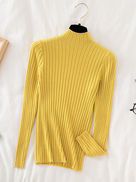 Croysier Pullover Ribbed Knitted Sweater Autumn Winter Clothes Women 2022 High Neck Long Sleeve Slim Basic Woman Sweaters Tops