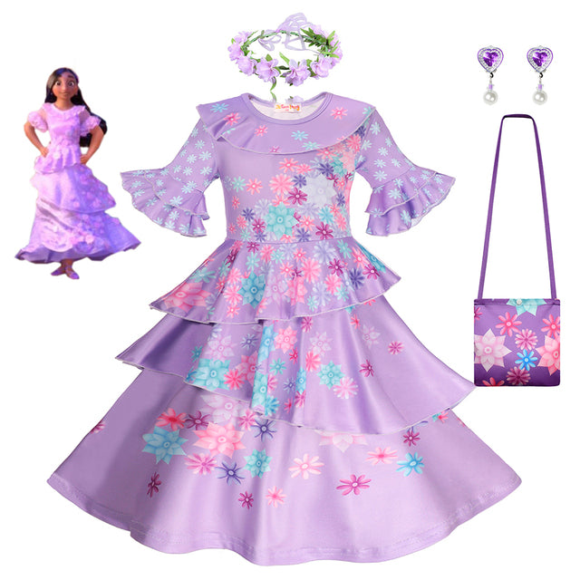 Disney Princess Party Dress up for Girls Halloween Frozen Elsa Jasmine Rapunzel Costume Kids Encanto Robe Clothing Birthday Gift