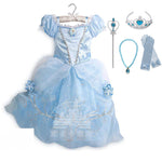 Disney Princess Party Dress up for Girls Halloween Frozen Elsa Jasmine Rapunzel Costume Kids Encanto Robe Clothing Birthday Gift