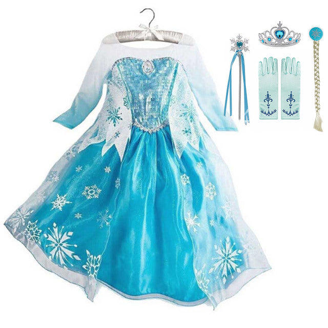 Disney Princess Party Dress up for Girls Halloween Frozen Elsa Jasmine Rapunzel Costume Kids Encanto Robe Clothing Birthday Gift
