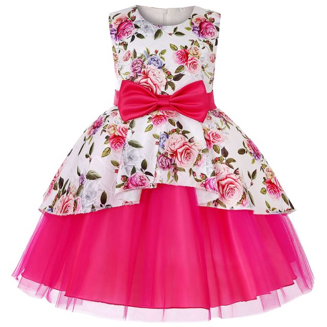 New Girls Kids Flower Elegant Causal Princess Party Dresses Children Clothing Christmas Birthday Wedding Party Baby Girl Dress