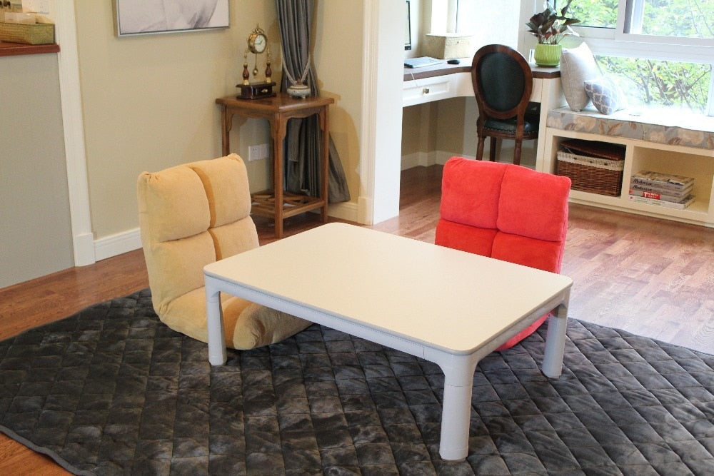 Kotatsu Japanese Table Top Reversible White/Gray Rectangle 105cm Foldable Legs Kotatsu Foot Warmer Heated Floor Low Coffee Table