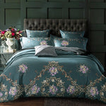 60SEgyptian Cotton Embroidered Luxury Royal Bedding Set 4/6Pcs King Queen Size Duvet Cover Bed Sheet set Decorative Pillowcases