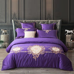 60SEgyptian Cotton Embroidered Luxury Royal Bedding Set 4/6Pcs King Queen Size Duvet Cover Bed Sheet set Decorative Pillowcases