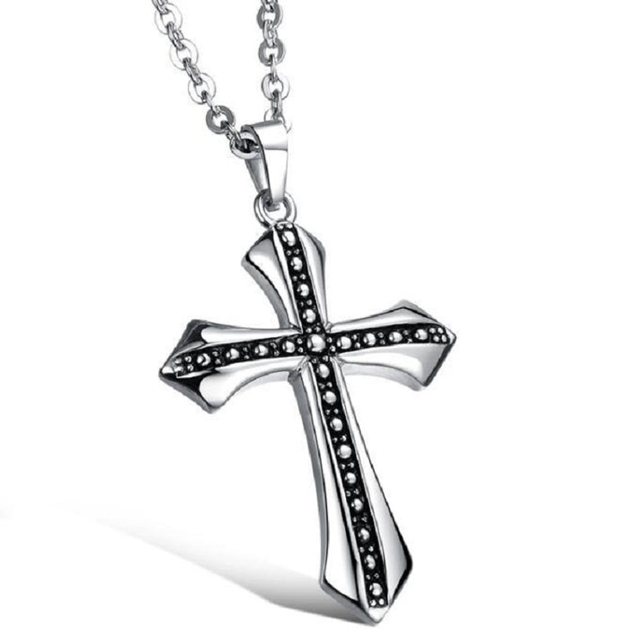 Men fashion Titanium steel Cross pendant necklace jewerly with metal chain