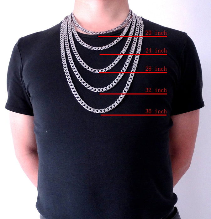 8mm 18'' - 36'' inches Customize Length Mens High Quality Stainless Steel Necklace Curb Cuban Link Chain Fashion Jewerly