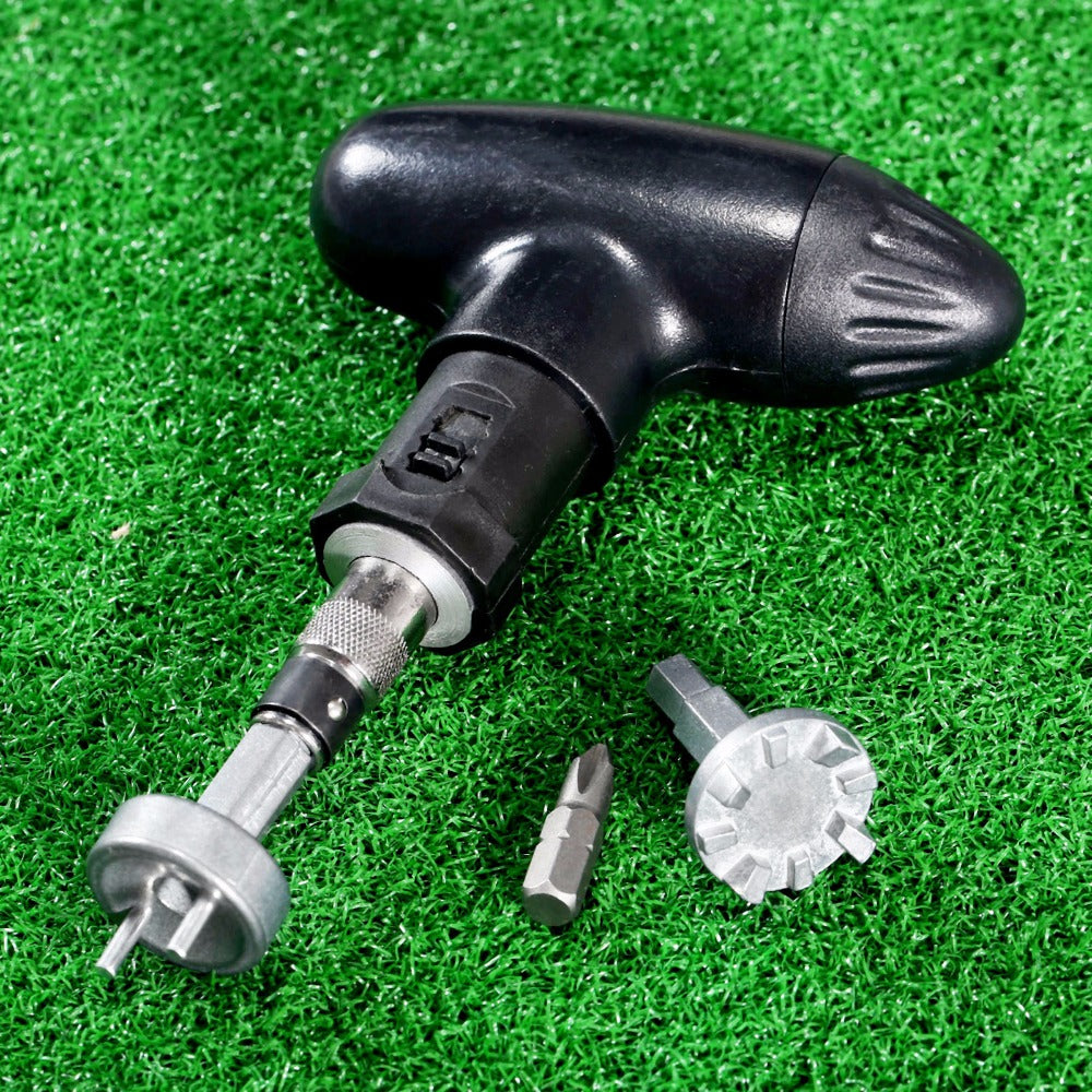 1 Set Golf Spike Ratchet Handle Wrench Tool Bits Golf Remover Ripper Steel Ratcheting Shoe Cleats Practical Club