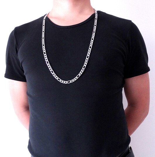 High Quality 8 mm 18'' - 36'' Inches Men  Customize Length Chain Stainless Steel Necklace Figaro Chain Fashion Jewerly