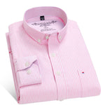 2017 New Men Striped Oxford Shirts Long Sleeve Lapel Casual Male Shirts Slim Fit Business Dress Shirts Clothing Eight Colors