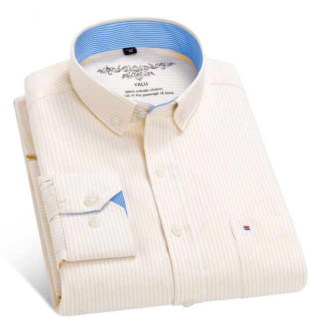 2017 New Men Striped Oxford Shirts Long Sleeve Lapel Casual Male Shirts Slim Fit Business Dress Shirts Clothing Eight Colors