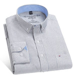 2017 New Men Striped Oxford Shirts Long Sleeve Lapel Casual Male Shirts Slim Fit Business Dress Shirts Clothing Eight Colors