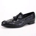 PJCMG Fashion Comfortable High Quality Spring/Autumn Slip-On Pointed Toe Genuine Leather Flat Man Dress Shoes With Tassel