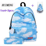 HUIMENG Backpack Universe Space Unicorn Backpack With Drawstring Bag and Pencil Case 3pcs Sets High Quality mochila feminina