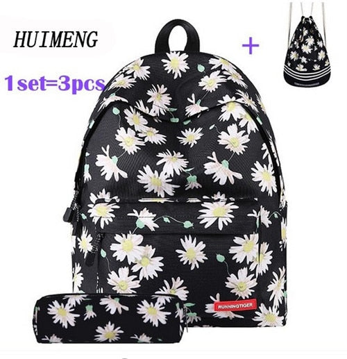 HUIMENG Backpack Universe Space Unicorn Backpack With Drawstring Bag and Pencil Case 3pcs Sets High Quality mochila feminina