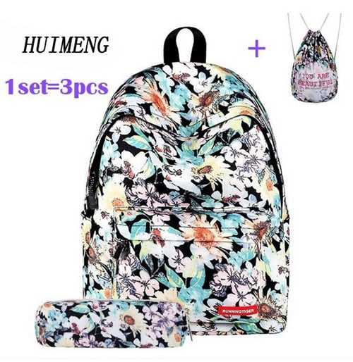 HUIMENG Backpack Universe Space Unicorn Backpack With Drawstring Bag and Pencil Case 3pcs Sets High Quality mochila feminina