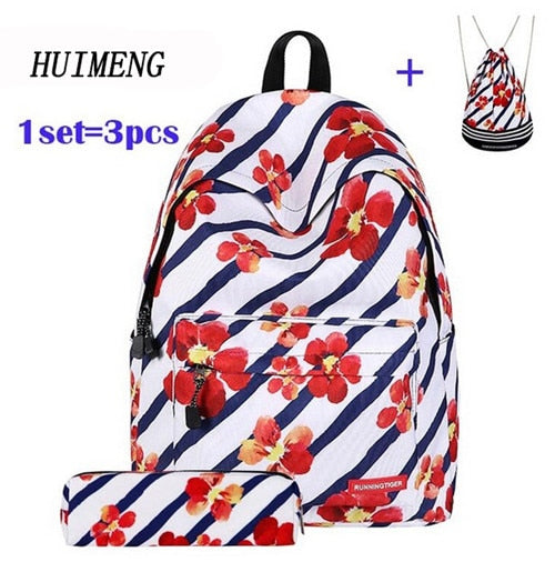 HUIMENG Backpack Universe Space Unicorn Backpack With Drawstring Bag and Pencil Case 3pcs Sets High Quality mochila feminina