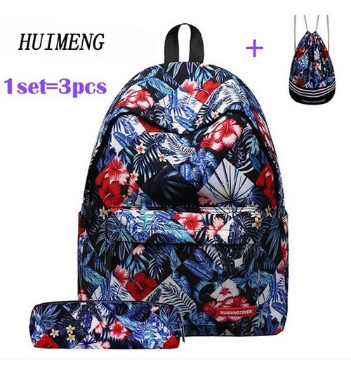 HUIMENG Backpack Universe Space Unicorn Backpack With Drawstring Bag and Pencil Case 3pcs Sets High Quality mochila feminina