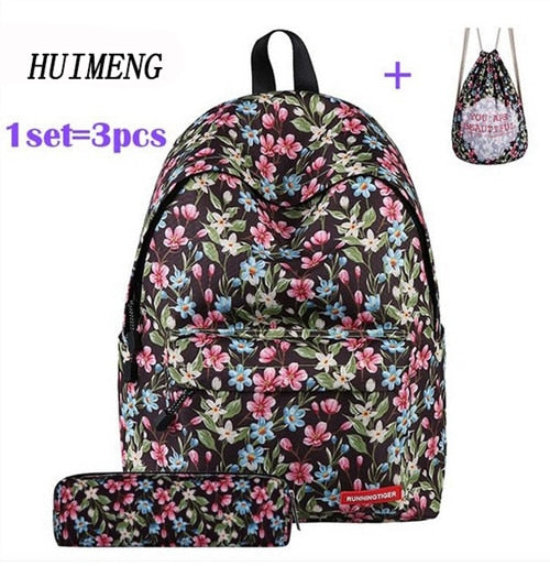 HUIMENG Backpack Universe Space Unicorn Backpack With Drawstring Bag and Pencil Case 3pcs Sets High Quality mochila feminina