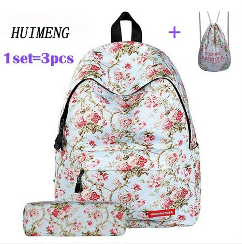 HUIMENG Backpack Universe Space Unicorn Backpack With Drawstring Bag and Pencil Case 3pcs Sets High Quality mochila feminina