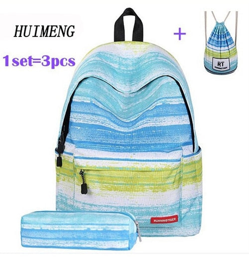 HUIMENG Backpack Universe Space Unicorn Backpack With Drawstring Bag and Pencil Case 3pcs Sets High Quality mochila feminina