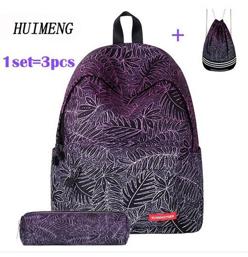 HUIMENG Backpack Universe Space Unicorn Backpack With Drawstring Bag and Pencil Case 3pcs Sets High Quality mochila feminina