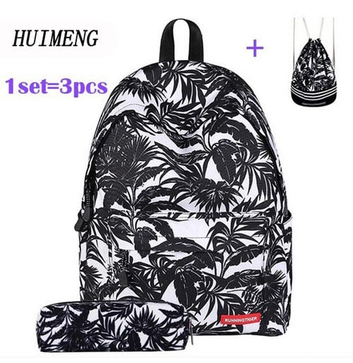 HUIMENG Backpack Universe Space Unicorn Backpack With Drawstring Bag and Pencil Case 3pcs Sets High Quality mochila feminina