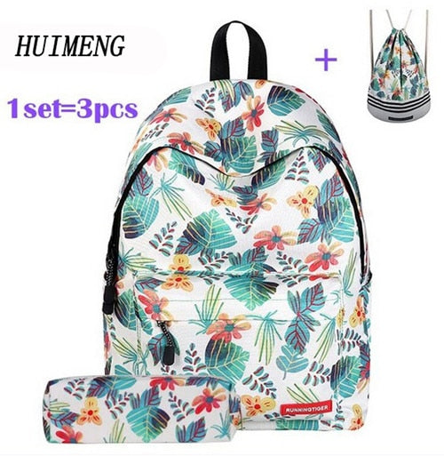 HUIMENG Backpack Universe Space Unicorn Backpack With Drawstring Bag and Pencil Case 3pcs Sets High Quality mochila feminina