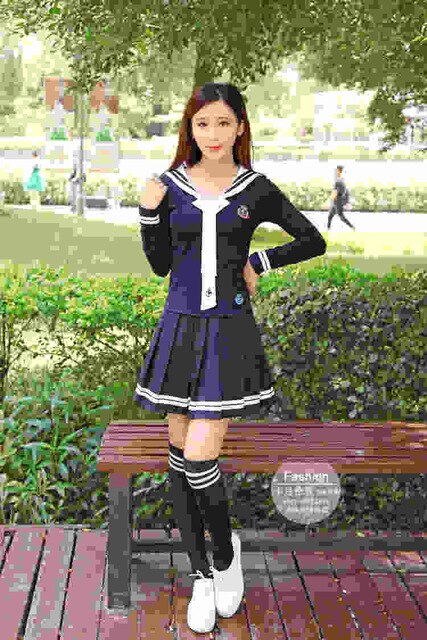 Boy and girl XS-5XL School Uniforms Sailor Uniforms T-shirt +Skirt Piece Fitted Sexy Girls Plus Size Japanese Cosplay Anime Wear