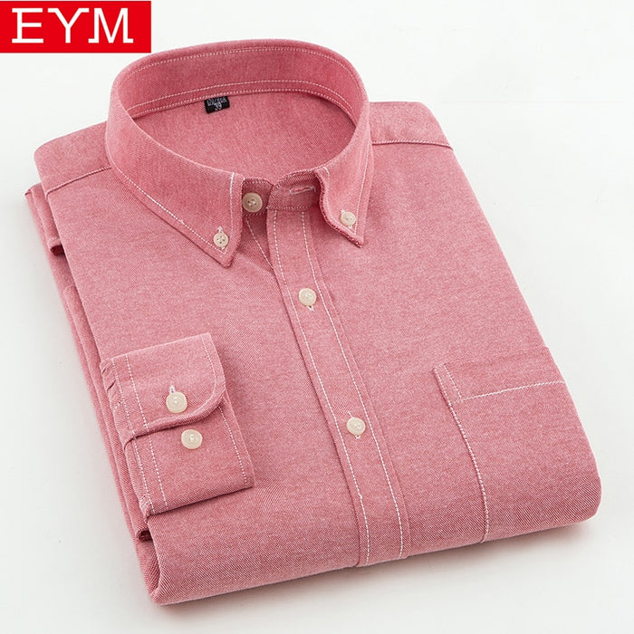 EYM Brand Men Casual Shirts 2018 Spring New Solid White Shirt Men Oxford Dress Shirt Youth Style Plus Size Male Shirt Clothing