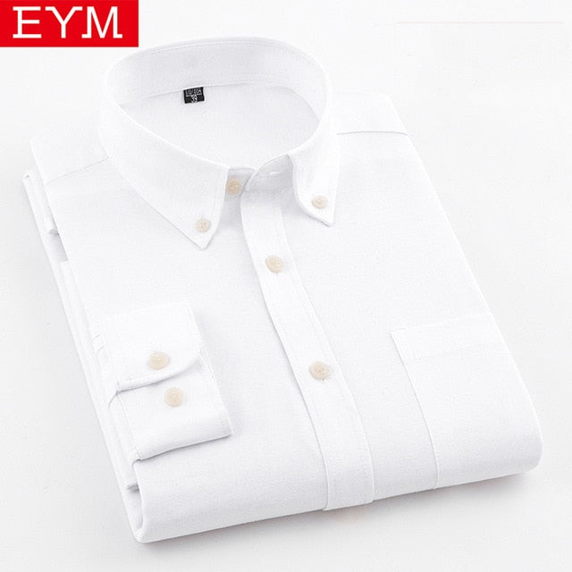 EYM Brand Men Casual Shirts 2018 Spring New Solid White Shirt Men Oxford Dress Shirt Youth Style Plus Size Male Shirt Clothing