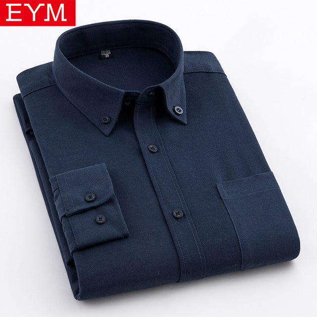 EYM Brand Men Casual Shirts 2018 Spring New Solid White Shirt Men Oxford Dress Shirt Youth Style Plus Size Male Shirt Clothing