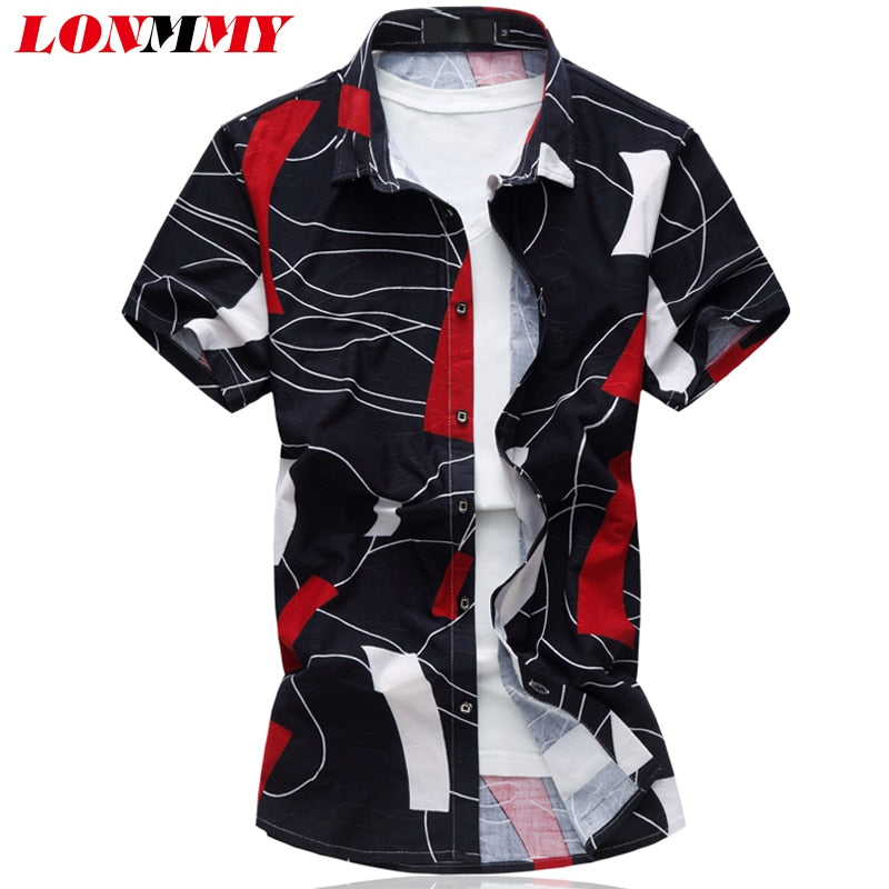 LONMMY plus size6XL 2018 Summer Men shirt dress camisa social masculina Brand clothing men shirts Slim fit Short sleeves blouses