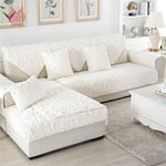 White grey floral quilted sofa cover plush long fur slipcovers fundas de sofa sectional couch covers fundas de sofa SP4957