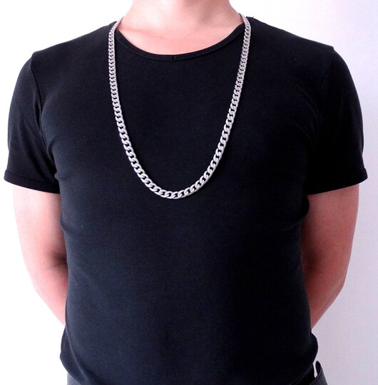 10mm 18'' - 36'' inches Customize Length Mens High Quality Stainless Steel Necklace Curb Cuban Link Chain Fashion Punk Jewerly