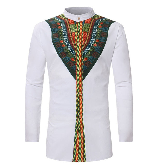 Mens Hipster African Print Dashiki Dress Shirt 2018 Brand New Slim Fit Tribal Gypsy Ethnic Shirt Men Long Sleeve Africa Clothing